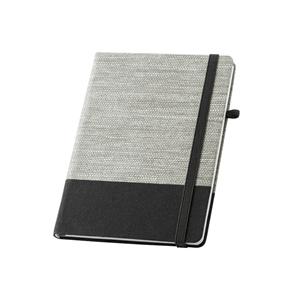 Caderno A5 em palha e algodão canvas com folhas pautadas