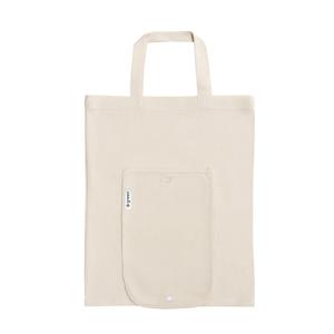 Sacola dobrável em 50% algodão, 30% algodão reciclado e 20% poliéster reciclado (140 g/m²)