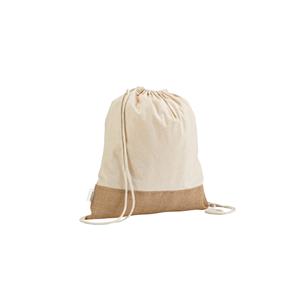 Sacola tipo mochila em 70% algodão reciclado e 30% poliéster reciclado (180 g/m²) com base em juta
