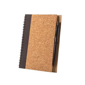 Caderno B6 em cortiça e poliéster 100% reciclado (100% rPET) com folhas lisas recicladas