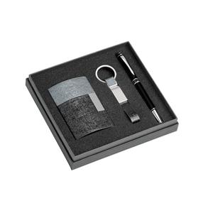 Kit de Porta-Cartão, chaveiro e esferográfica em csintético, metal e alumínio