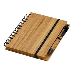 Caderno A5 em bambu com folhas pautadas recicladas