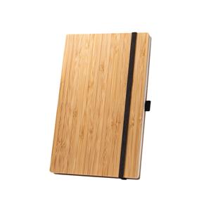 Caderno de bolso de capa e contracapa em placa de bambu e lombada em poliéster 100% reciclado (100% rPET)