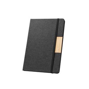 Caderno A5 em tecido poliéster 100% reciclado (100% rPET) com folhas pautadas