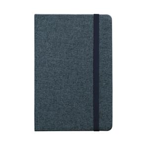 Caderno A5 em tecido poliéster com folhas pautadas