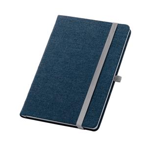 Caderno A5 em tecido tipo jeans com folhas pautadas