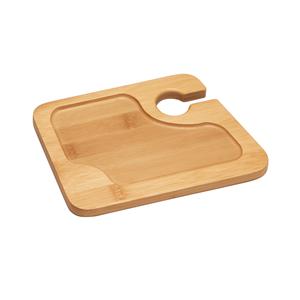 Prato em bambu com suporte para copo