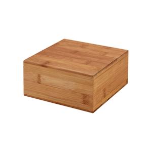 Caixa de chás em bambu com 4 compartimentos e fecho com ímã