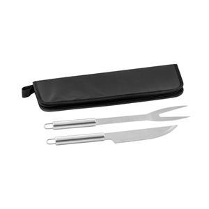 Kit churrasco em estojo em 210D com 2 utensílios em aço inox