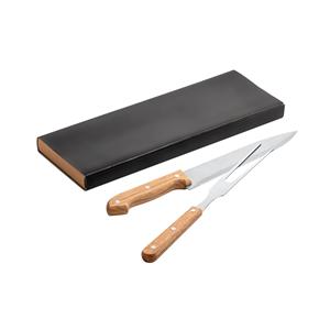 Kit churrasco em caixa kraft com 2 utensílios 3m aço inox e bambu