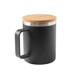 Copo em aço inox (90% reciclado) com tampa em bambu 420 ml