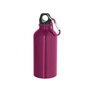 Garrafa esportiva em alumínio e acabamento brilhante com mosquetão 400 ml