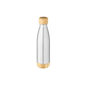 Garrafa em aço inox (90% reciclado) com tampa em bambu 550 ml